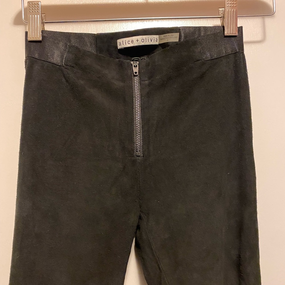Alice + Olivia FRONT ZIP SUEDE LEGGING